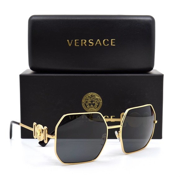 Versace Accessories - VERSACE VE2248 100287 GOLD DARK GREY AUTHENTIC SUNGLASSES